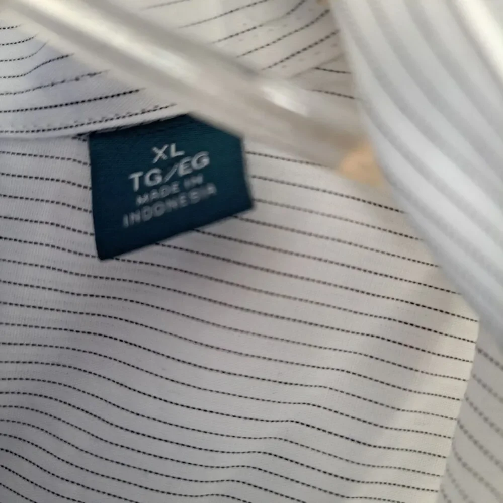 Perry Ellis White Gray Striped Oeko-Tex Short Sleeve Shirt‎ Men's XL NWT